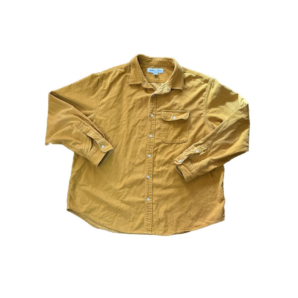 Old Navy men Regular Fit Corduroy Shirt Size XXL Yellow